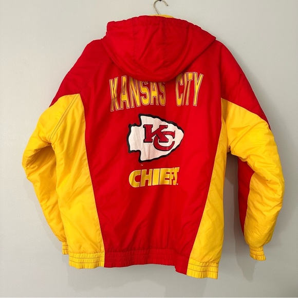 Vintage 90s Kansas City Chiefs Puffer Coat Jacket Pro Line XL Red, Yellow - Picture 10 of 15